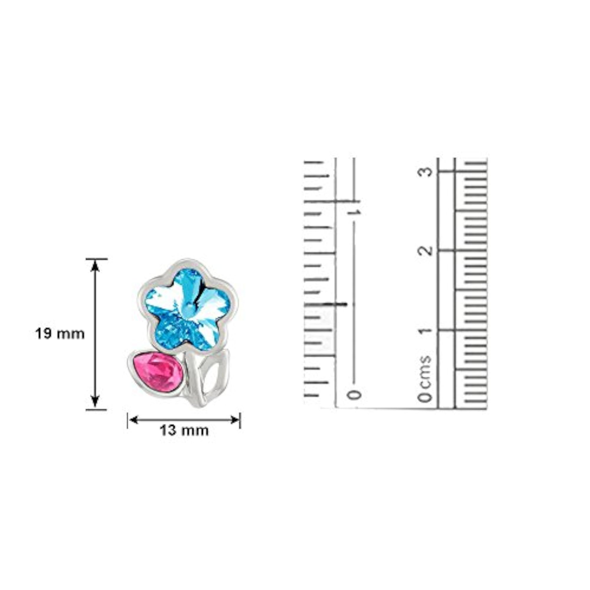 Pink Flower Swarovski Crystal Rhodium Plated Earrings