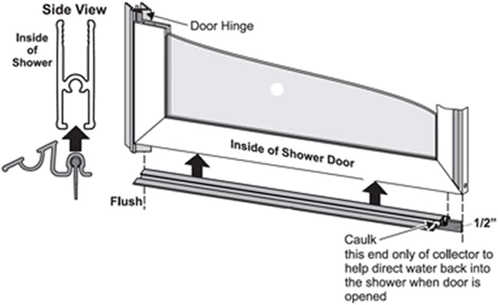 Gordon Glass® Framed Shower Door Snap-in Replacement Drip Rail with Vinyl Sweep - 36 in Long