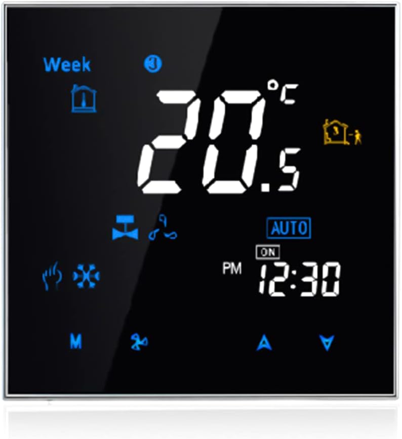Thermostat,Four Pipe Intelligent Room Thermostat Digital Programmable Temperature Controller for Air Conditioner (BAC-3000EL, Black)