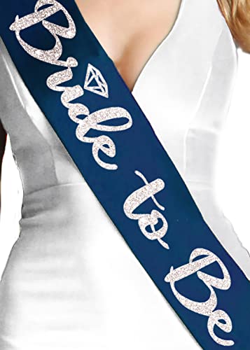 RhinestoneSash Something Blue for Bride - PREMIUM BRIDAL GRADE SATIN Navy Bridal Party Sash - Bachelorette Party Decorations3