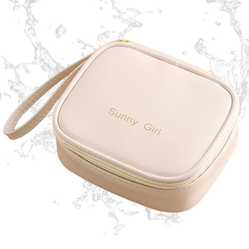 Bolsa periodal, bolsa de almacenamiento para compresas sanitarias - Bolsa menstrual portátil de piel sintética con cremallera, soporte para cojín de lactancia, cojín menstrual, bolsillos, bolsa