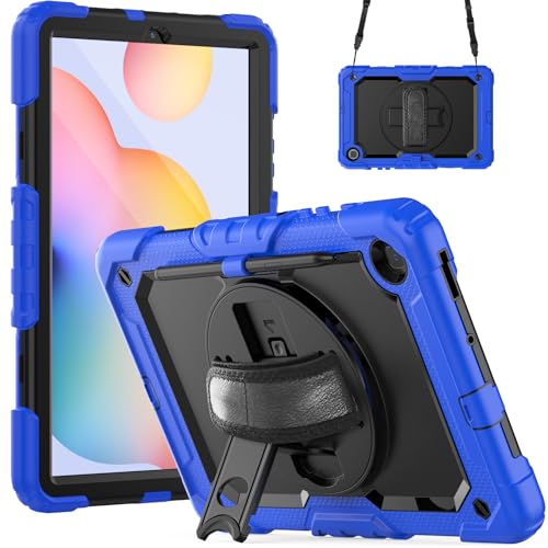 Funda para Samsung Galaxy Tab S6 Lite 10.4 azul con correa y soporte giratorio