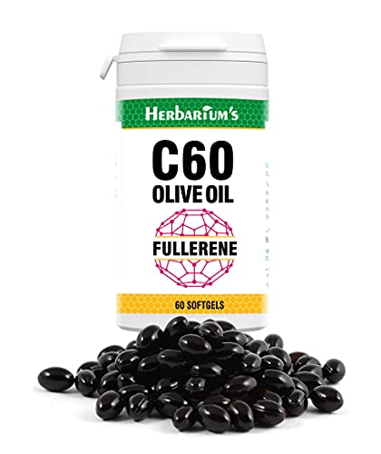 C60 Fullerene Softgel Capsules. Each Softgel Contains 2.5 mg C60 Fullerene and 300 mg Extra Virgin Olive Oil. 60 Softgels, Approx 30 Days Supply. Product of Germany.