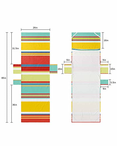 Colorful Vertical Stripes Beach Chair Cover with Pockets, Microfiber Quick Dry Chaise Lounge Cover, Orange Pool Lounge Chair Covers Towel for Sunbathing Patio Garden