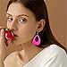 Oval Neon Earrings for Women Unique Retro Acrylic Lightweight 70s 80s 90s Teardrop Hollow Dangle Drop Statement Earrings 1980's Halloween Outfit Party Costume Accessories (Rose Red)