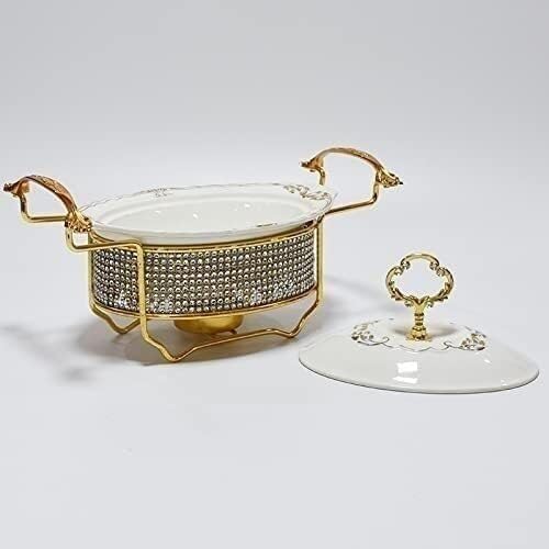 Chef Chafing Dish Buffet Set with Diamond Decoration, Round Chafer & Buffet Warmer for Catering, Parties & Kitchen Use(2l) ()