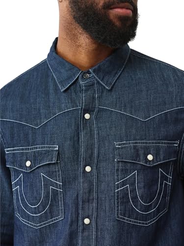 True Religion Men's Dark Wash Western Shirt2