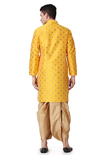 Image of Royal Kurta Men's Silk Blend Printed Kurta Dhoti Set