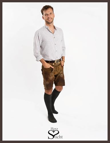 HerzSticht Herren Lange Trachtensocken 1er Pack (Modell: Silberdistel) Braun 43-46