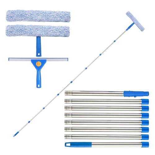 Image of Window Squeegee Cleaner Kit, 35cm Window Squeegee Cleaner Tool Kit, Glass Cleaning Tools with Silicon Squeegees & Microfiber, Windows Cleaning Kit for Shower Glass Mirror Door Car