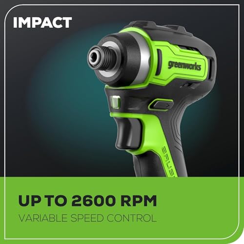 Greenworks 24V Brushless Cordless Drill and Impact Driver,Power Tool Combo Kit Included 1/2”Drill & 1/4”Hex Impact Driver and (2) Batteries, Fast Charger, 2 pcs Drill Bit Set & Bag thumbnail 9