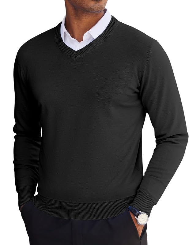 COOFANDY Men's V Neck Sweater Lightweight Knitted Pullover Sweaters