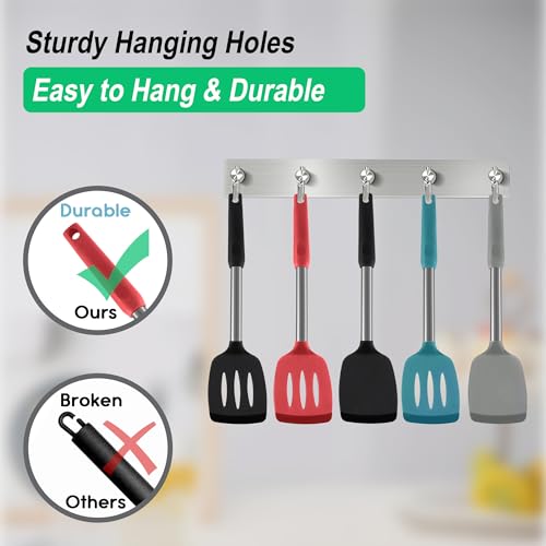 Qukaka ZLX-SILICONE SPATULA-00 2 Pack Silicone Spatula Set,Solid & Slotted Spatulas Silicone Heat Resistant,Turner Spatulas thumb #4