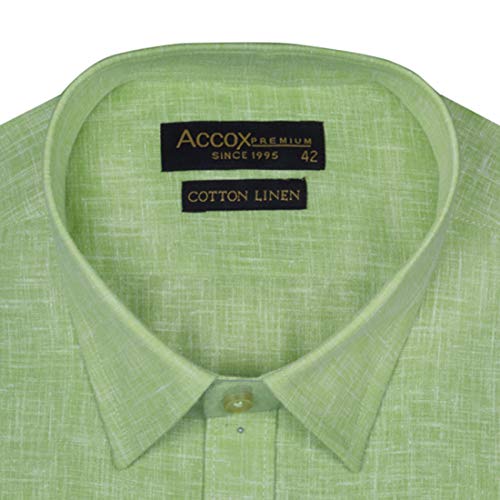 Image of ACCOX Men's Long Full Sleeves Regular Fit Cotton Linen Formal Plain Shirts(GCR53)