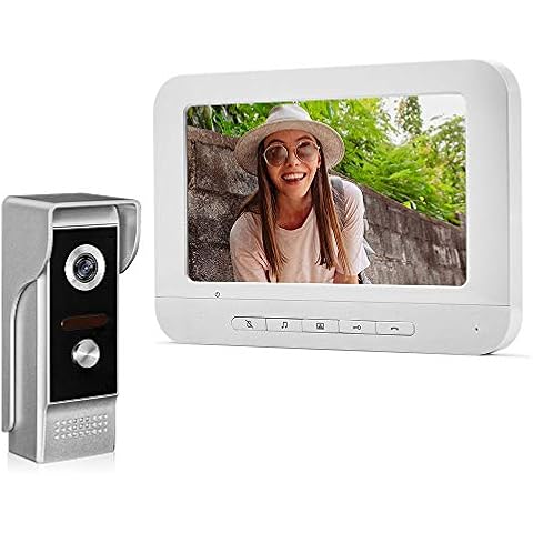 KDL Wired Video Doorbell Intercom System 7 inch Color Monitor Panel with Night Vision Video Camera Door Phone Two-Way Audio 12 Ringtones Waterproof for Home Apartment Safe Cover
