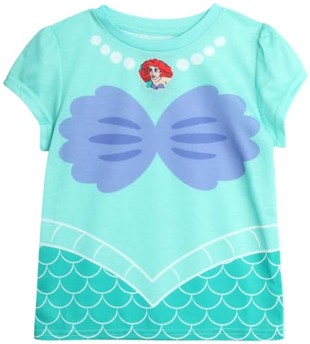 Image of Disney Cinderella Ariel Rapunzel Toddlers & Girls Short Sleeve Graphic Tees | Officially Licensed, Soft Cotton Blend, Comfortable Crewneck T-Shirt for Everyday Fit, Great for Play, Dress Up & Layering