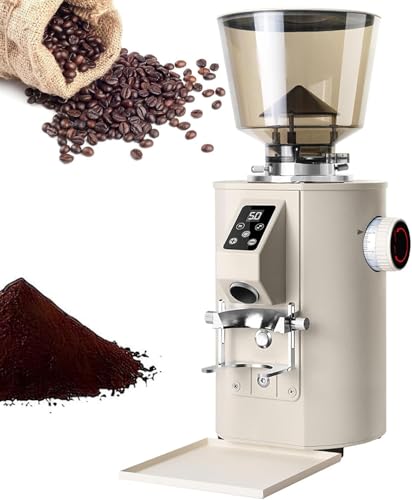 Molinillo de café de Acero Inoxidable,Triturador Cuantitativo,Disco De Molienda De Acero Inoxidable De 2.5 Pulgadas,9 Ajustes Precisos,Capacidad De 1 Libra Para Uso Doméstico Y Comercial Beige