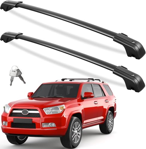 Heavy Duty 330lb Lockable Roof Rack Cross Bars Compatible with Toyota 4Runner 2010-2024 (with Factory Side Rails) Aluminum Roof Rails Crossbars Black Rooftop Cargo Luggage
