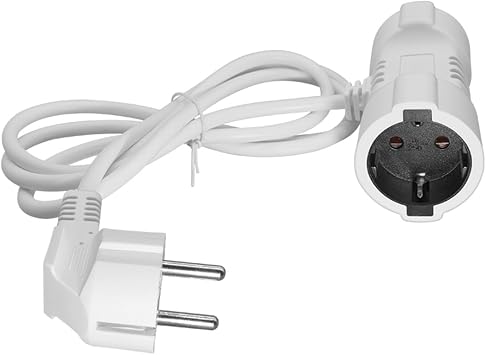 Europe CEE7/7 Schuko 1 to 2 Outlet Power Y Splitter, T-Shaped 1-to-2 Y Split Euro CEE7/7 Male Plug to 2X Schuko Socket Female 3 Prong Outlet Splitter, EU Power Strip, White, 5ft/1.5m
