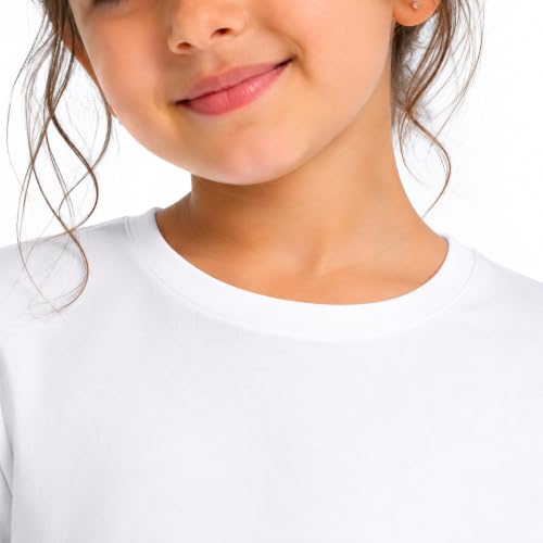Image of Kids Round Neck Girls Tshirt | Short Sleeves | Natural Organic 100% Cotton Soft Comfortable Fabric | Plain Color Original Branded Half Sleeve | School t-Shirt for Girl Kid | Sleepwear Everyday Casual