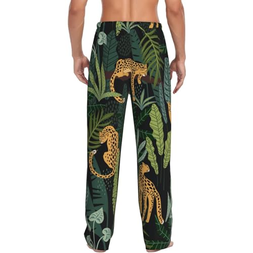 Tigers Leopard In Jungle Men'S Pajama Pants Soft Comfort Lounge Pants Sleep Pj Bottoms3