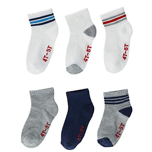 Hanes Boys' Toddler Crew Non-Skid Socks, Assorted, 4T-5T