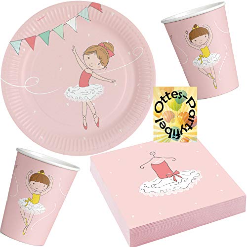 HHO Ballerina-Party-Set Little Dancer Partyset 36tlg. für 8 Gäste 8 Teller 8 Becher 20 Servietten