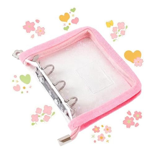 シール帳透明A8 3穴 バインダー式 ノート 透明1ポケットインナーシート計20枚 ステッカーブック フォトアルバム カードポケット シール台紙 手帳 プリ帳 カードスリーブ 持ち運びに便利な軽量設計 男女兼用 ギフトにも最適 (E)