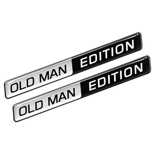 2pcs Old Man Edition Emblems Resin Sticker Badge Decal Car Truck Replacement Compatible Decoration with Universal Vehicle Truck SUV Decal Sticker (Silver Black)