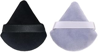 إسفنجة بودرة مثلثة الشكل للكونسيلر وبودرة الوجه السائبة قابلة للغسل وإعادة الاستخدام وناعمة من هير مانيا، أداة مكياج قطيفة للاستخدام الرطب والجاف (بلون أسود ورمادي، 2)