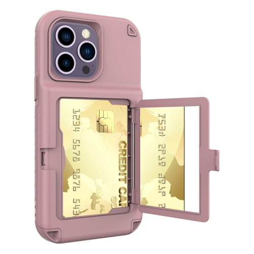 Étui portefeuille iPhone 14 Pro rose gold avec porte-carte discret