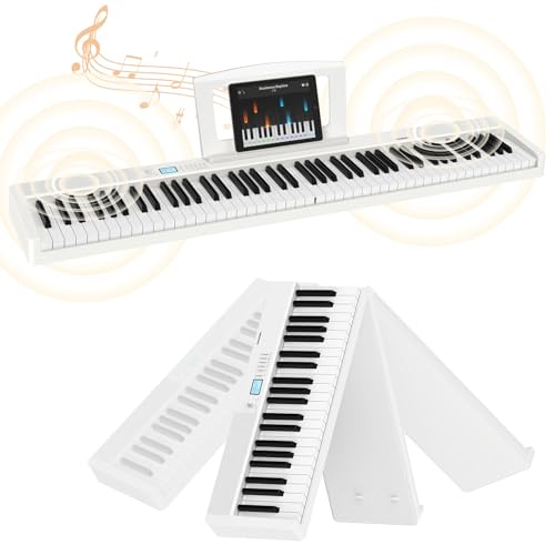 TERENCE Piano Plegable de 88 teclas con batería de 1800mAh 2x5W Altavoces Pedal Piano Bluetooth...