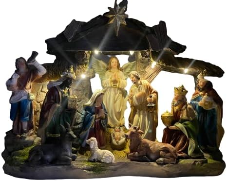 Miniatura 4 de Nacimiento Navideño Con Luz Belén Iluminado 13" 11 Pcs