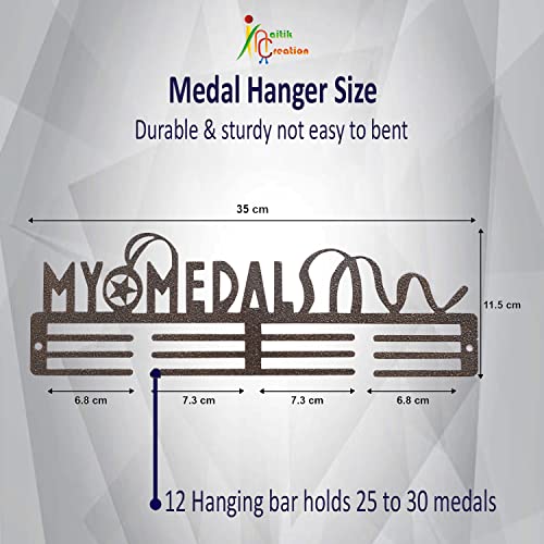 Image of NAITIK CREATION Medal Hanger for Wall - Medal Holder Display Hanger | Holds Up to 65 Medals | Sports Medal Display | Medals Hanger | Premium Antique Golden (My Medal)