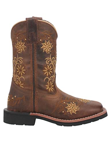 Dan Post Girls' Gardenia Embroidered Floral Western Boot Broad Square Toe - Dpc39422