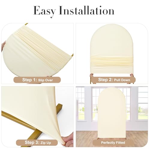 Image of Ivory Arch Backdrop Cover Set of 2 (7.2ft & 6ft), Chiara Arch Cover Wrinkle-Free Spandex Arch Cover for Wedding Birthday Party Baby Shower Bridal Shower Ceremony Banquet Fabric Backdrop (No Stand)