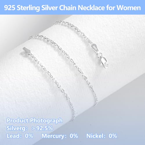 WishChic 925 Sterling Silver Chain Necklace for Women Shiny, 1.5mm Rope Chains Silver Chain for Women Smooth & Sturdy Women's Chains Necklace, 24 Inch — view 5