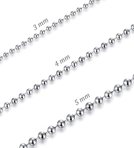Fosir 2-5Mm Mens Womens Stainless Steel Silver Ball Necklace Chain 18-30 Inch 3Pcs A Set #TOP1