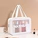 Produktbild Pu Transparent Make-up Washack-Tasche Große Kapazität PVC Badebeutel Translucent Crosted Tragbare Aufbewahrungstasche Weibliche Haushalts-Reisetasche,Large Double Handle,White