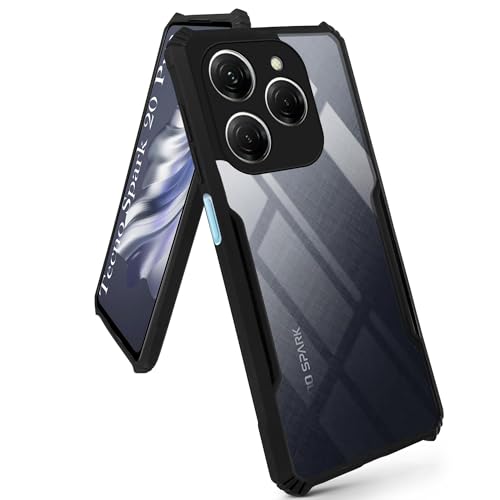Image of Jkobi Back Case Cover for Tecno Spark 20 Pro (Polycarbonate Clear Panel with Shockproof | Professional Black)