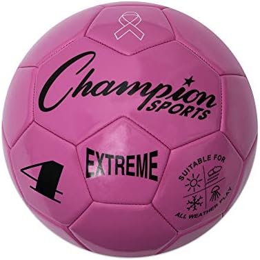 Champion Sports Extreme Series Soccer Ball, Size 4 - Youth League, All Weather, Soft Touch, Maximum Air Retention - Kick Balls for Kids 8 - 12 - Competitive and Recreational Futbol Games, Pink