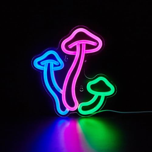 Image of LED Neon Mushroom Cute Neon Sign, USB Powered Neon Signs Night Light, 3D Wall Art & Game room Bedroom Living Room party Decor lamp for Children Kids Girls Boys
