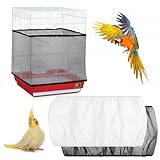 FdcLixuvol Bird Cage Cover 2 Pcs Universal Bird Cage Seed Catcher Parrot Nylon Mesh Net Cover Stretchy Mesh Skirt Covers for Round Square Cages