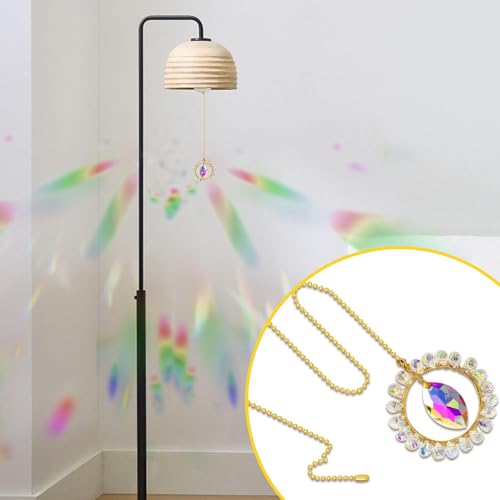 Image of 2Pcs Ceiling Fan Pull Chain Ornaments, Ceiling Fan Chain Extenders Fan Pulls Decorative with 24 inch Ceiling Fan Chain Extender, Crystal Glass Fan Chain Fan Pull Chain Extension for Ceiling Light Fan