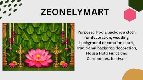 Image of Traditional Decorations backdrops | Banana Leaf Backdrop with Giant Pink Lotus, Jasmine and Rose Garlands | Banana Background Backdrop | Lakshmi Pooja Background 8x8 feet