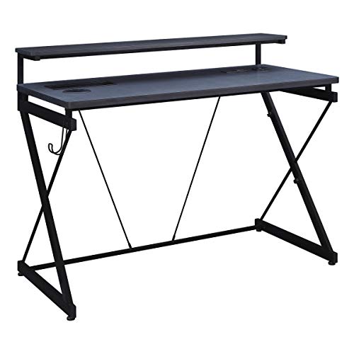 OSP Home Furnishings Emulator Battlestation Gaming Schreibtisch mit RGB-LED-Lichtern, Schwarz Cover