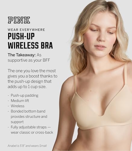 Victoria's Secret Pink Wear Everywhere Wireless Push Up Bra, Lightly Lined, Smoothing, Bras for Women, Marzipan, 38DD - image 4