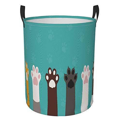 Cesta de ropa sucia con patas de gato y patas de perro, cesta de lavandería, cesta de almacenamiento plegable, cestas de ropa, cesta de guardería para el hogar, oficina, dormitorio