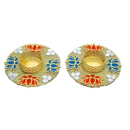 Aditri MDF Lotus Candle Holder Set (2 4)