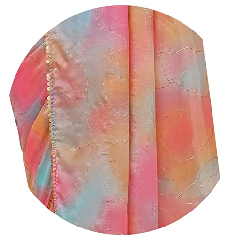Image of MIRCHI FASHION Saree for Woman Chiffon Colorblock with Foil Work | Shimmer Festive Women's Sari for Wedding Functions and Ceremonies